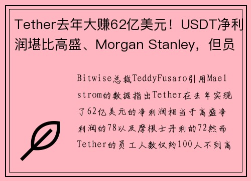 Tether去年大赚62亿美元！USDT净利润堪比高盛、Morgan Stanley，但员工数不到1